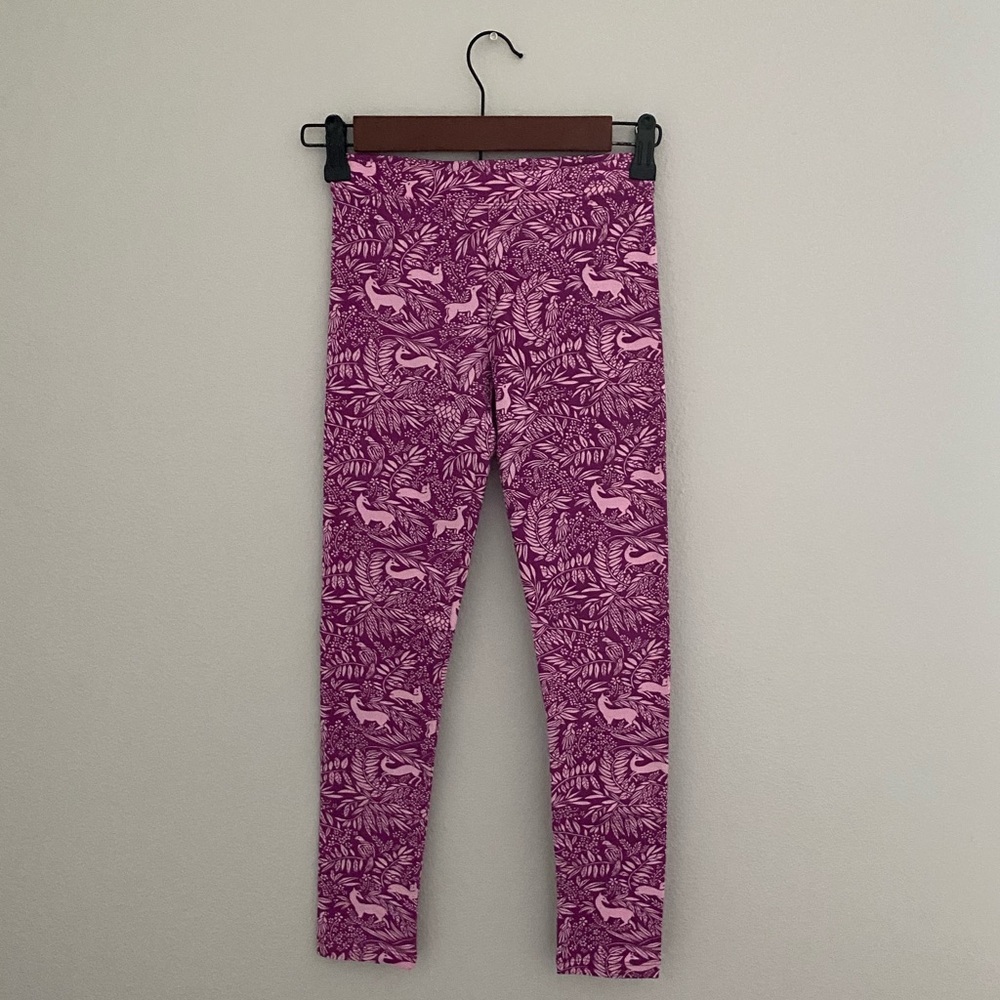NWT Girls’ Crewcuts Fuschia Forest Print Picado Patterned Leggings Size 10